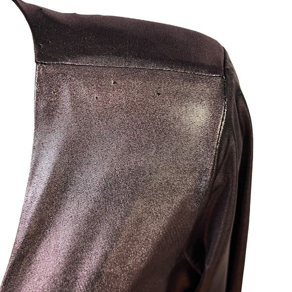 Cache Mini Dress Shiny Dark Purple Ruched V Neck Party Glam Shimmer Chic Size 4 - Picture 4 of 16